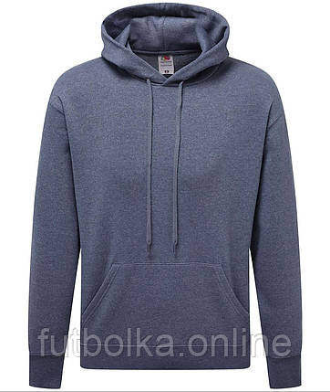 Темно-Синя Меланжева чоловіча толстовка преміум якість Premium hooded sweat Fruit of the loom, фото 1