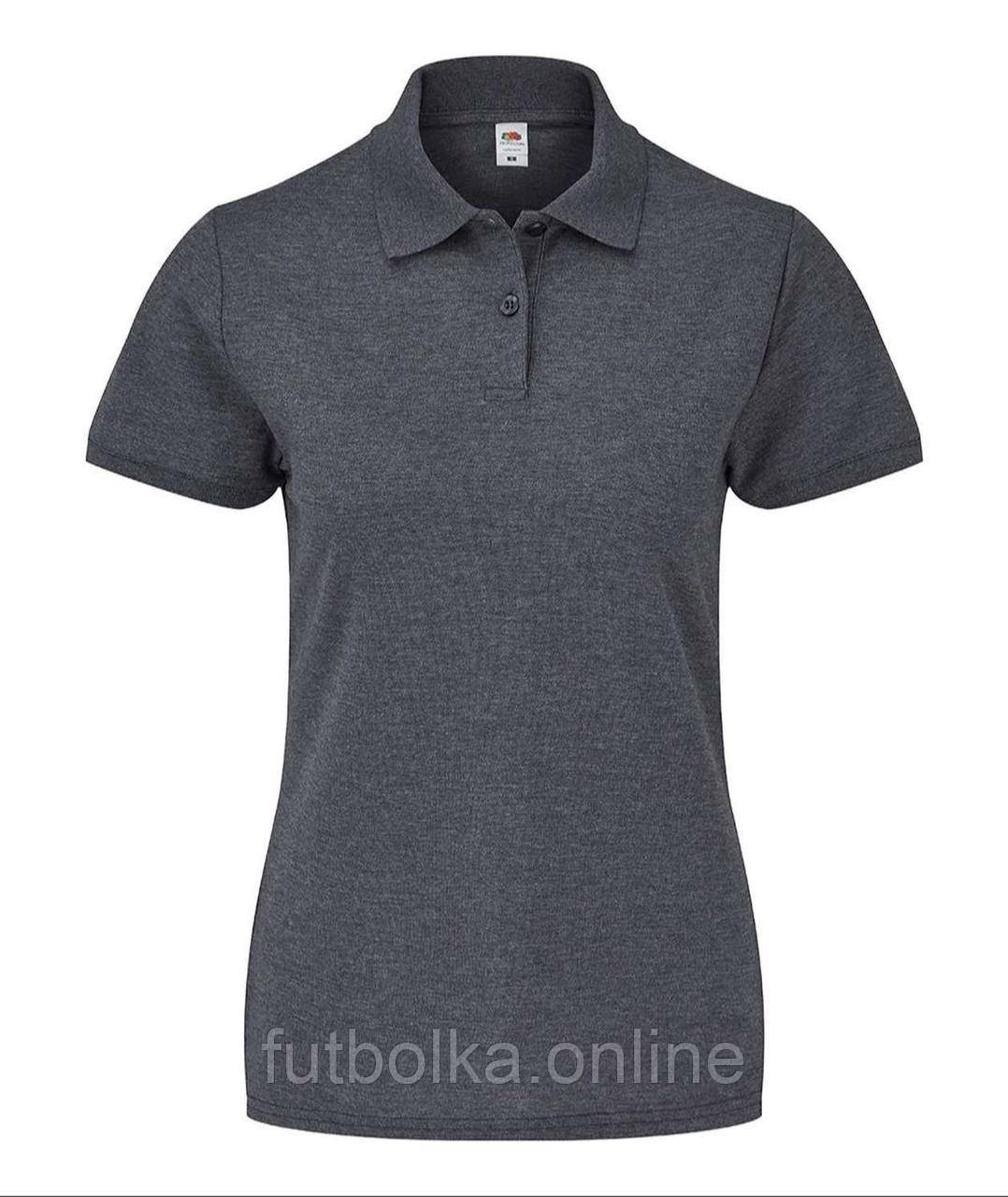 Темно-Сіре Меланж поло жіноче лакост 65/35 Polo lady-fit Fruit of the loom