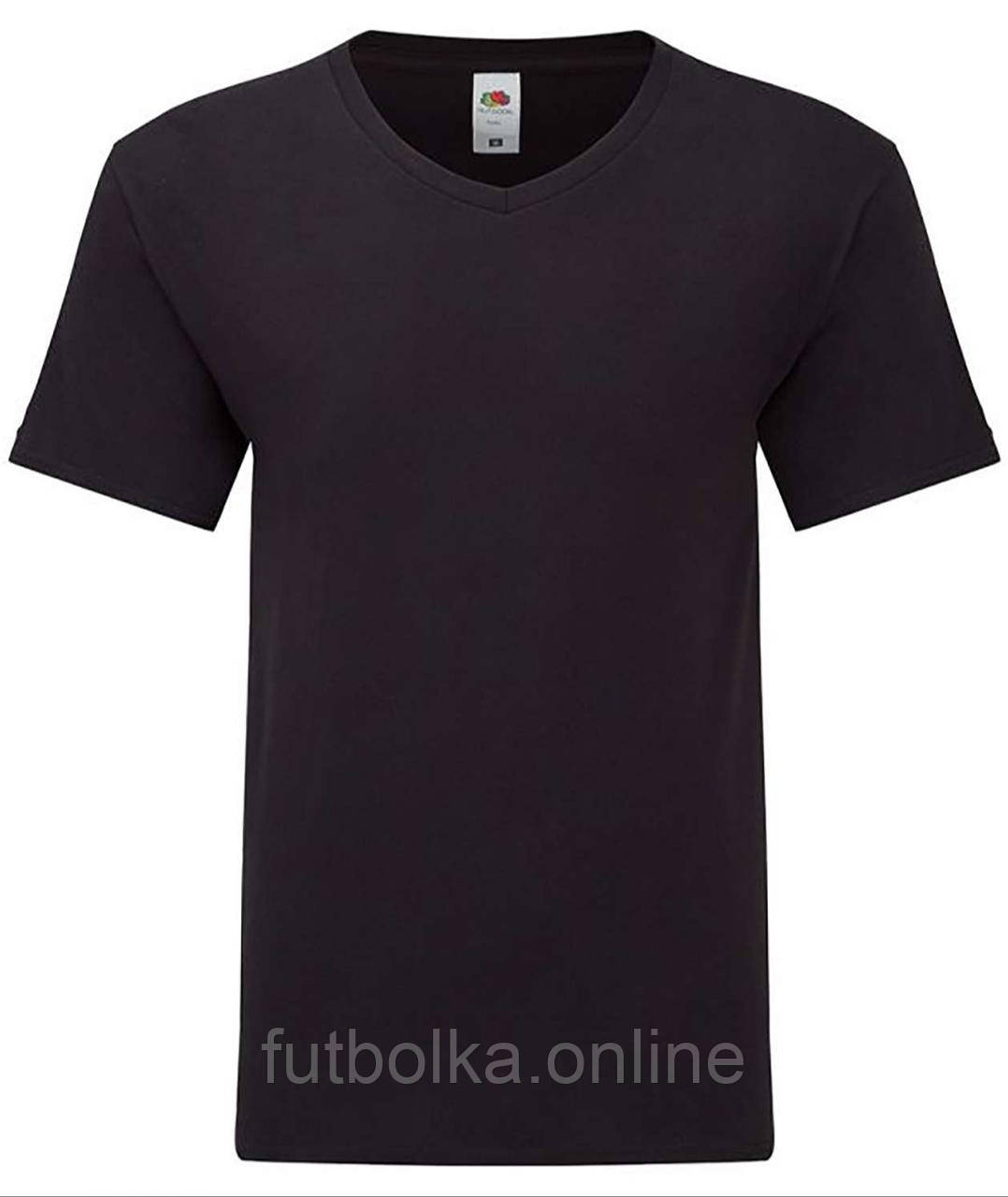 Чорна чоловіча футболка з V-подібним вирізом Iconic 150 V Neck T-Shirt Fruit of the loom