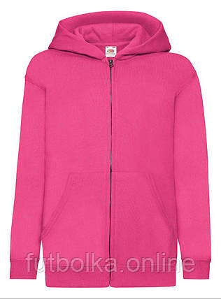 Малинова дитяча кофта на блискавці Classic hooded sweat jacket kids Fruit of the loom, фото 1