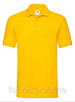 Сонячно Жовта футболка поло чоловіча преміум Premium polo Fruit of the loom, фото 1