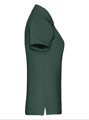 Глибоко Темно-Зелена футболка жіноча поло преміум якість Premium polo lady-fit Fruit of the loom, фото 2