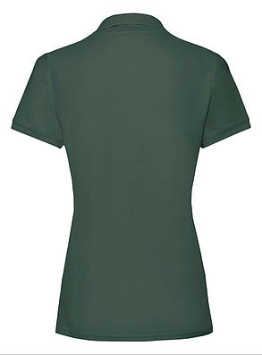 Глибоко Темно-Зелена футболка жіноча поло преміум якість Premium polo lady-fit Fruit of the loom, фото 3