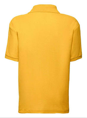 Сонячно Жовта футболка поло дитяча для дівчинки однотонна 65/35 Polo kids Fruit of the loom, фото 3