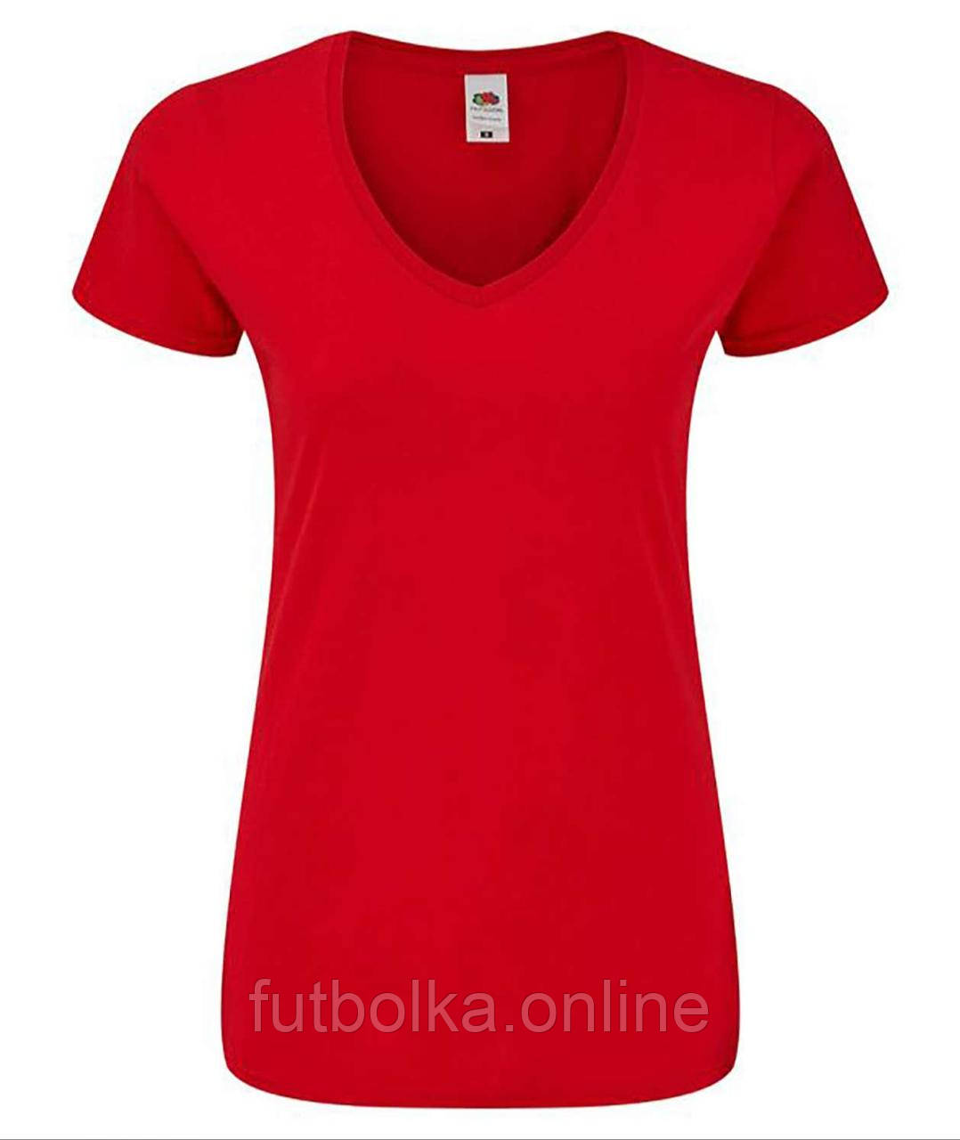 Червона футболка жіноча з V-подібним вирізом Ladies Iconic 150 V Neck T-Shirt Fruit of the loom