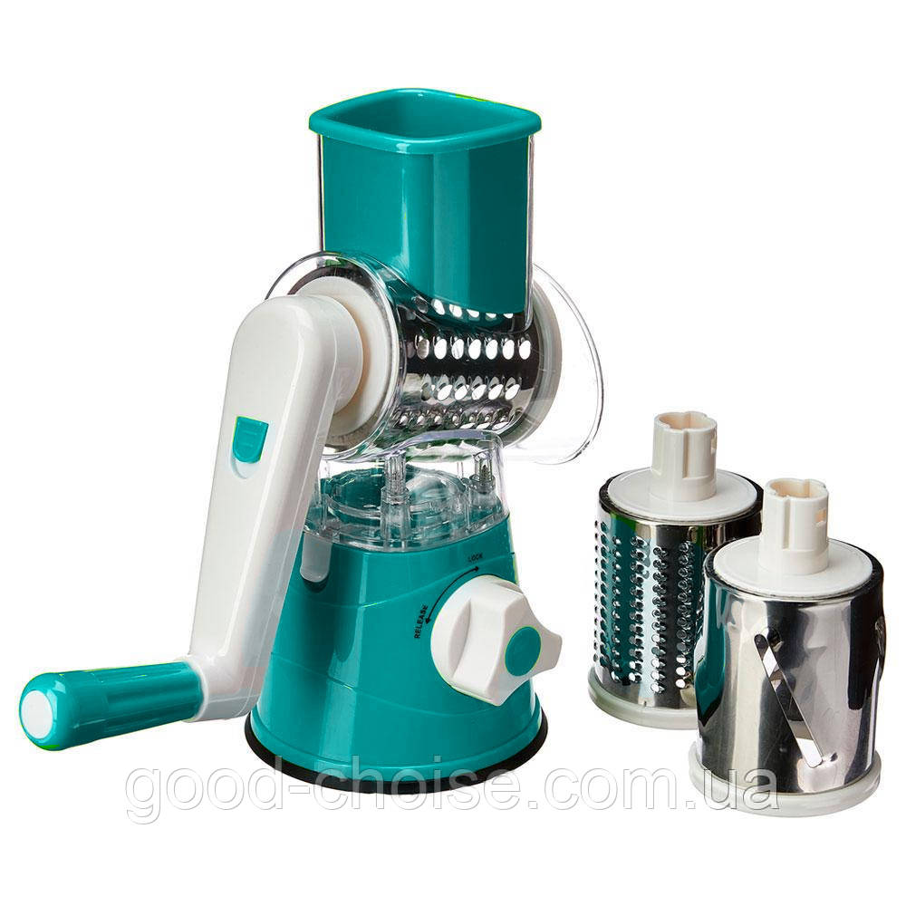 Овочерізка 3в1 для овочів та фруктів, Kitchen Master, Блакитний / Мультислайсер / Ручна тертка шатківниця, фото 1
