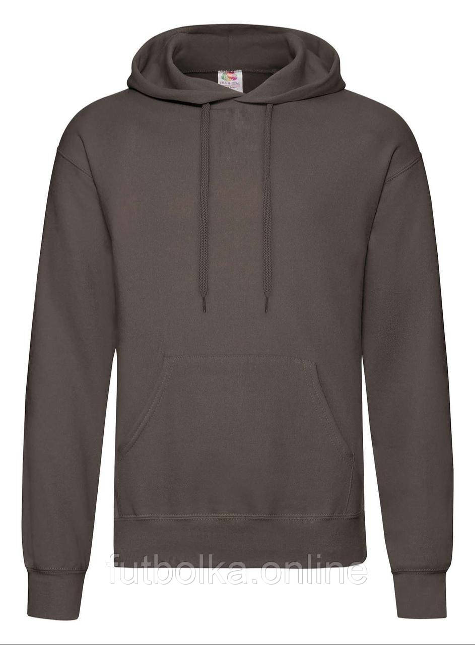Шоколадна толстовка чоловіча базова Classic hooded sweat Fruit of the loom