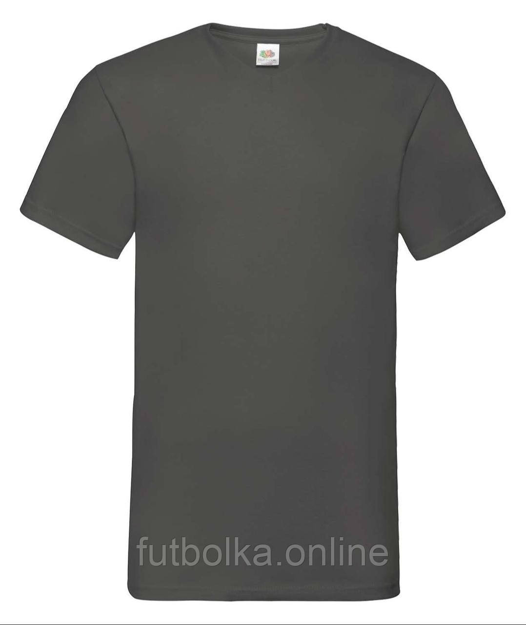 Графітова чоловіча футболка базова з V-подібним вирізом Valueweight v-neck Fruit of the loom