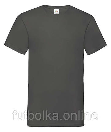 Графітова чоловіча футболка базова з V-подібним вирізом Valueweight v-neck Fruit of the loom, фото 1