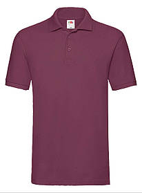 Бордова футболка поло чоловіча преміум Premium polo Fruit of the loom