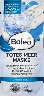 Глибоко очисна маска для обличчя з брудом і солями Мертвого моря — Balea Totes Meer Maske 2 шт. х 8 мл.