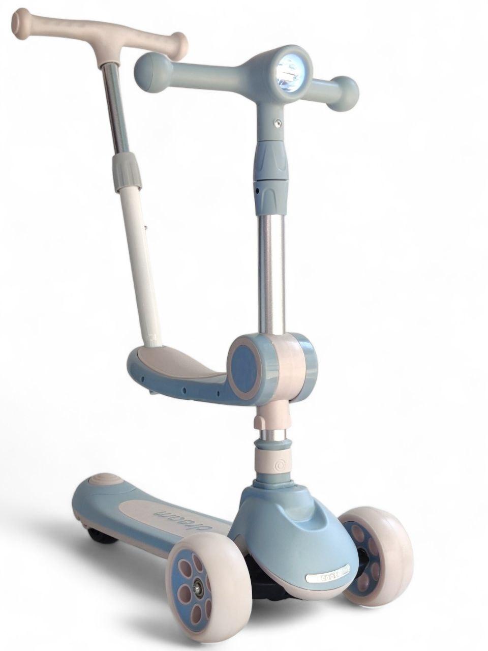 Дитячий складаний самокат-біговел Scooter Dream M3 з ліхтариком, світні колеса, музичний