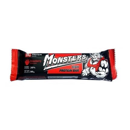 Протеїновий батончик Monsters High Protein Bar 80 g Полуниця, фото 1
