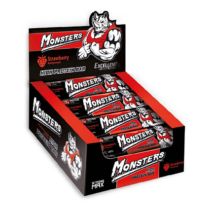 Протеїновий батончик Monsters High Protein Bar 80 g Полуниця, фото 3