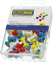 Кнопки-гвоздики канцелярські (Ø10/12/10мм, кольорові, 50шт) Buromax BM.5150