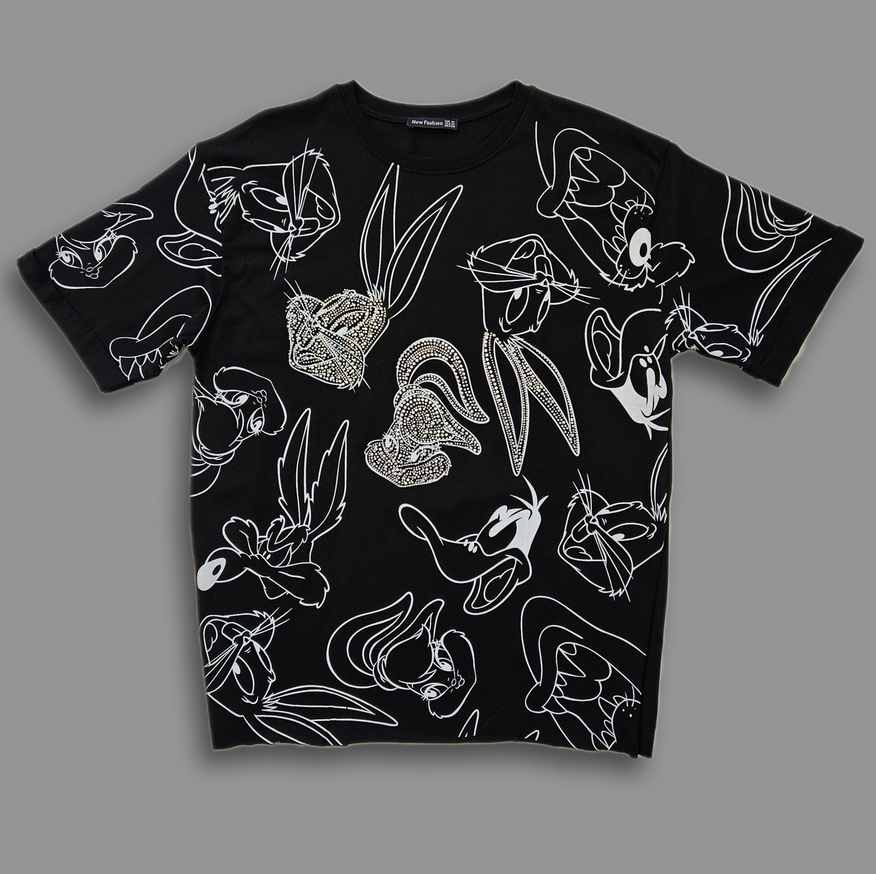 Футболка туніка Bunny жіноча чорна. S, M, L