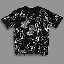 Футболка туніка Bunny жіноча чорна. S, M, L
