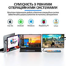 Монітор портативний W14FPC 14 дюймів з подвійним дисплеєм для ноутбуків / IPS / 1920x1200 / Type-C / HDMI, фото 2