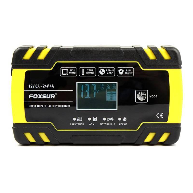 Зарядний пристрій для автомобільного акумулятора Foxsur 12V-24 V 8A