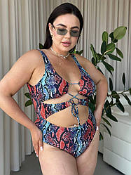 Суцільний купальник-монокіні великих розмірів рептилія 3XL