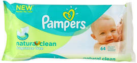 Дитячі вологі серветки Pampers Natural Clean 64шт. Іспанія