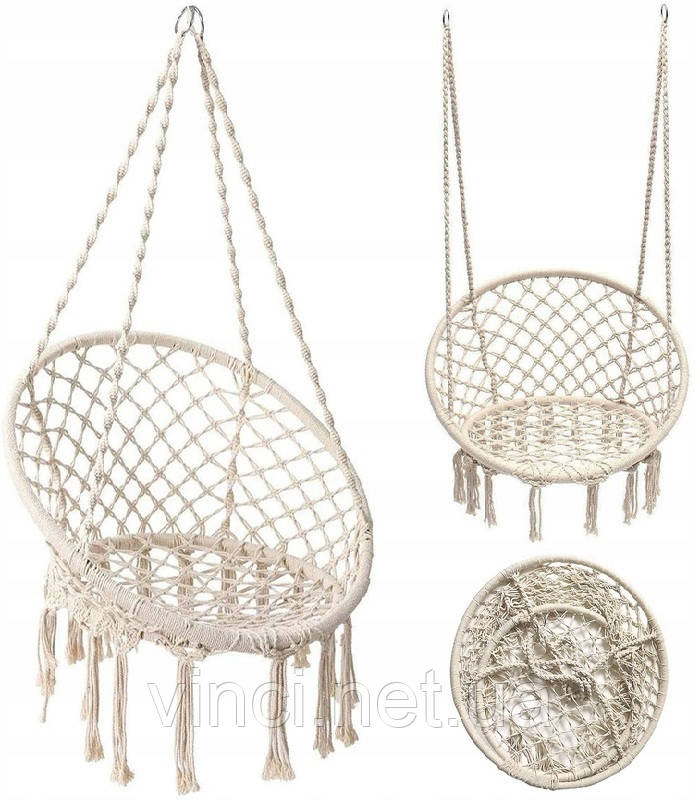 Підвісне крісло-гойдалка (без подушки) Гамак гніздо лелеки G332K КРЕМОВЕ, фото 1