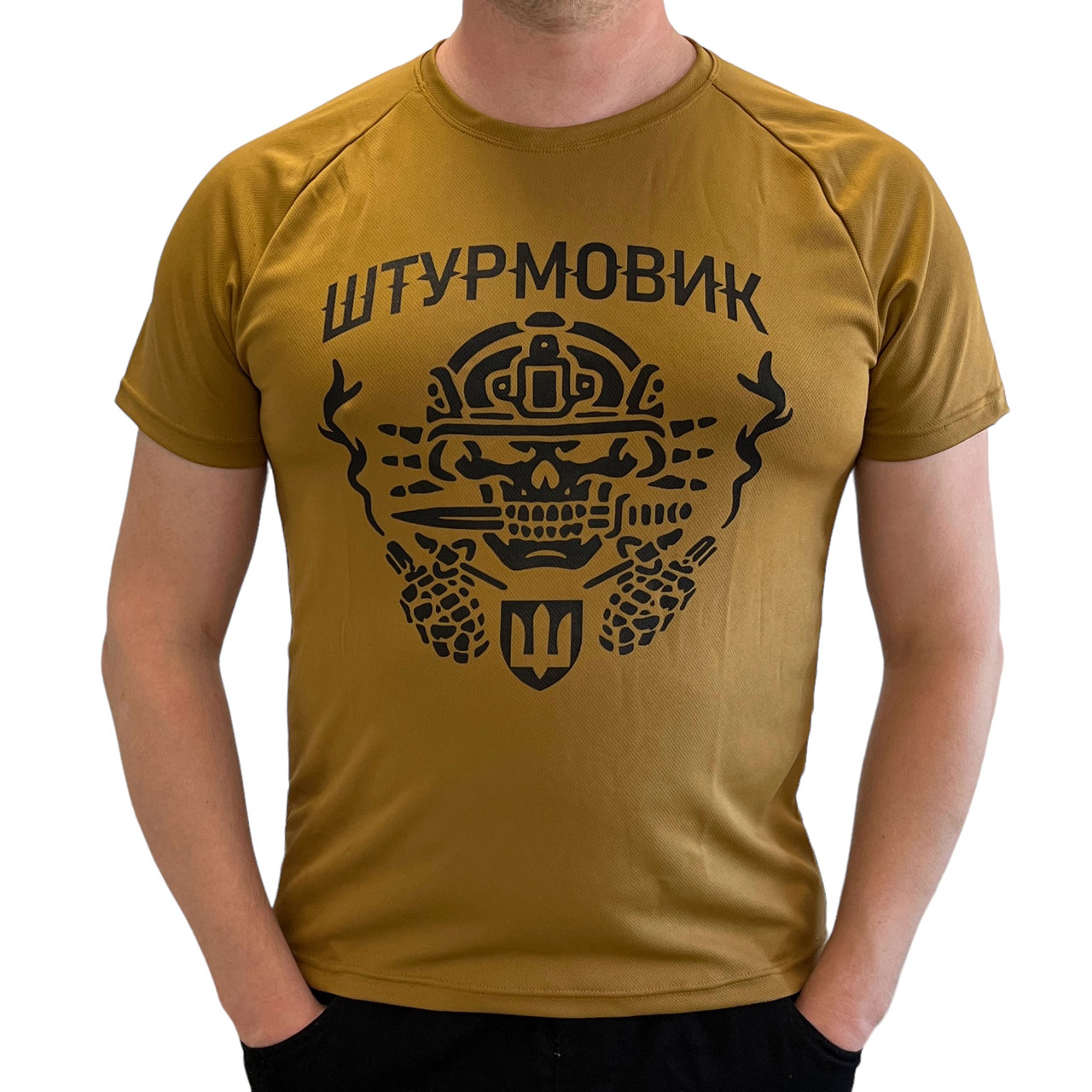 Тактична футболка койот coolmax з принтом штурмовик Чоловіча армійська футболка вологовідвідна штурмовика