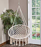 Підвісне крісло-гойдалка (без подушки) Гамак гніздо лелеки G332 КРЕМОВЕ І СІРЕ, фото 4