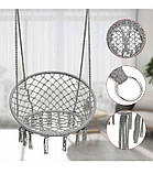 Підвісне крісло-гойдалка (без подушки) Гамак гніздо лелеки G332 КРЕМОВЕ І СІРЕ, фото 9