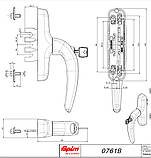 Ручка віконна FAPIM NEFER Midi 0761В чорна з ключем, фото 3