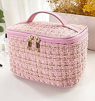 Косметичка на блискавці в стилі Шанель (Рожева)