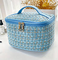 Косметичка на блискавці в стилі Шанель (Блакитна)