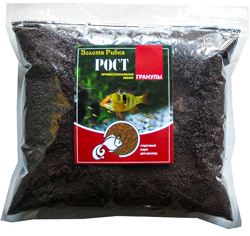 Корм ТМ Золота Рибка, Зріст, гранули 2200 ml. Корм для цихлід та інших видів риб, що швидко ростуть, з перших днів.