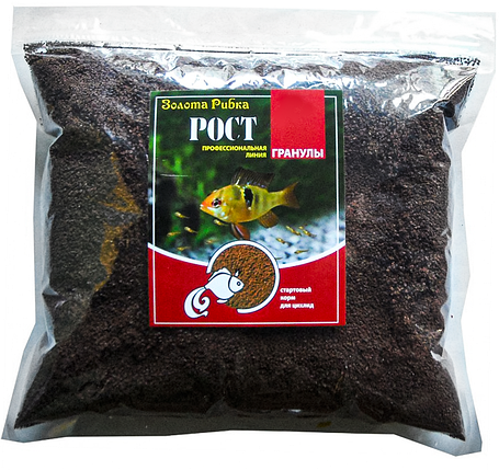 Корм ТМ Золота Рибка, Зріст, гранули 2200 ml. Корм для цихлід та інших видів риб, що швидко ростуть, з перших днів., фото 1