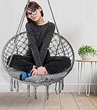 Підвісна гойдалка Гамак гніздо лелеки з подушкою Підвісне крісло Качеля GORDON G331 СІРЕ, фото 3