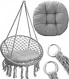 Підвісна гойдалка Гамак гніздо лелеки з подушкою Підвісне крісло Качеля GORDON G331 СІРЕ, фото 5