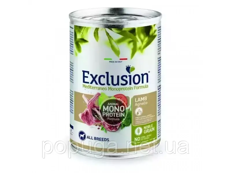 Exclusion (Ексклюжн) Adult Lamb All Breed монопротеїнові консерви для собак усіх порід, ЯГНЯ 400г