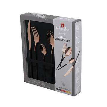 Набір столових приладів 24 предмети нержавіюча сталь Berlinger Haus BLACK ROSE Collection BH 3073