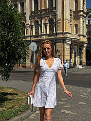 Жіночий сарафан з квітковим принтом плаття на літо linda біле