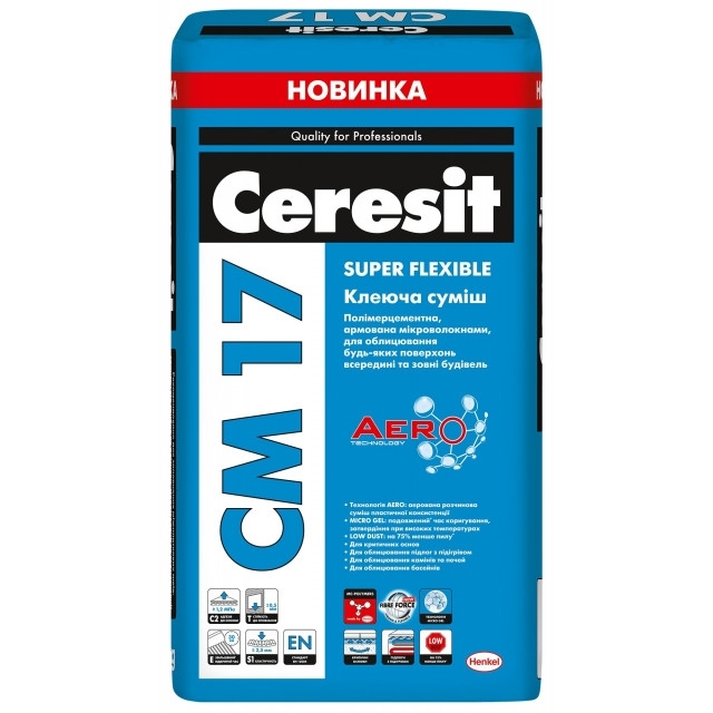 Клей для плитки CERESIT СМ 17 Aero Super Flexible 25 кг
