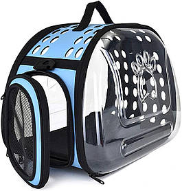 Сумка-перенесення для кішок та дрібних собак до 7 кг, складана, з прозорими стінками, блакитна - Zmaker