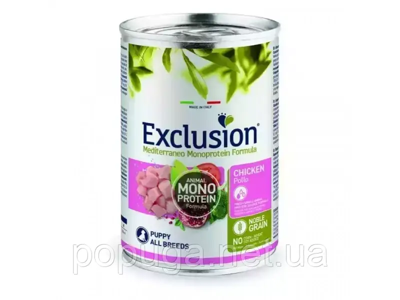 Exclusion (Ексклюжн) Puppy Chicken All Breed монопротеїнові консерви для цуценят всіх порід, КУРКА 400г