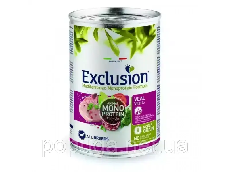 Exclusion (Ексклюжн) Adult Veal All Breed монопротеїнові консерви для собак усіх порід, ТЕЛЯТИНА 400г