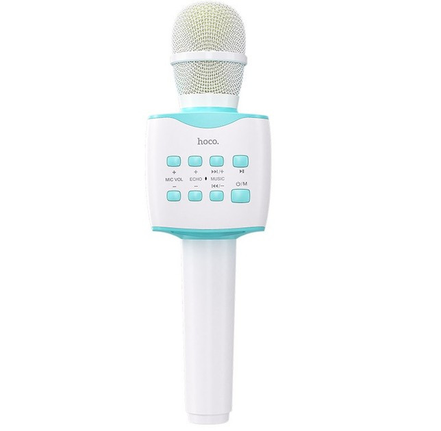 Портативна колонка — караоке мікрофон Hoco BK5 Cantando білий із блакитним, фото 1