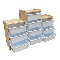 Дитячий комод органайзер із контейнерами для іграшок, книг, речей. Дерев'яний комод з білими ящиками