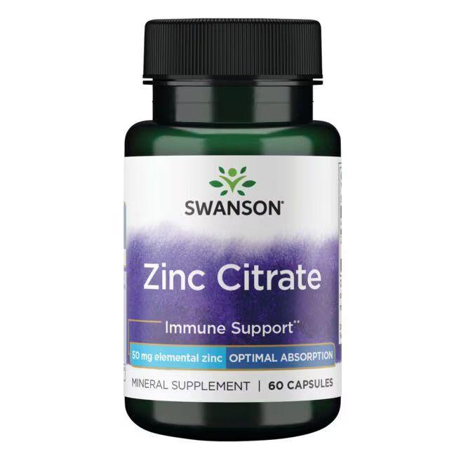 Вітаміни та мінерали Swanson Zinc Citrate 50 mg, 60 капсул EXP