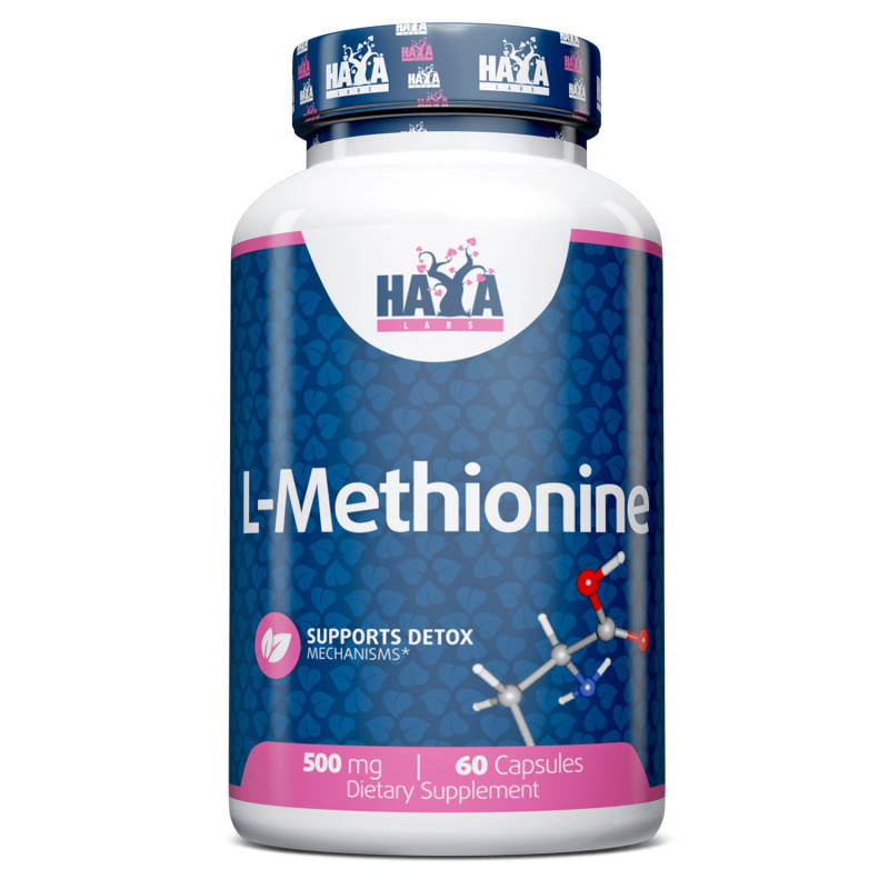 Амінокислота Haya Labs L-Methionine 500 mg, 60 капсул EXP