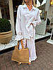 Легкий і комфортний жіночий лляний костюм із Сорочкою та Штанами вільного крою Колір Білий, фото 5