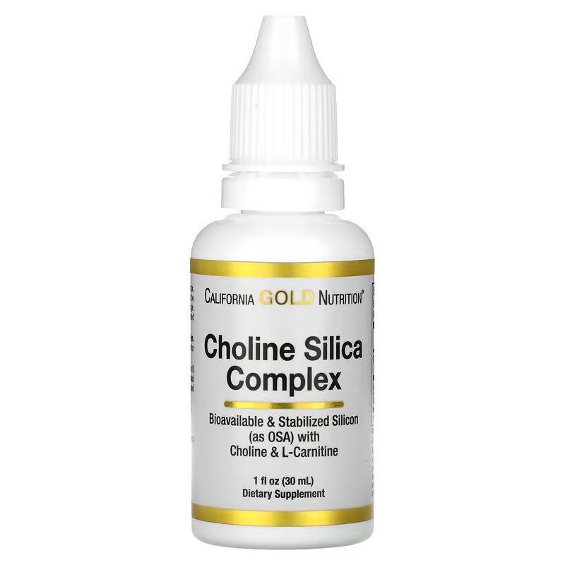 Вітаміни та мінерали California Gold Nutrition Choline Silica Complex, 30 мл EXP