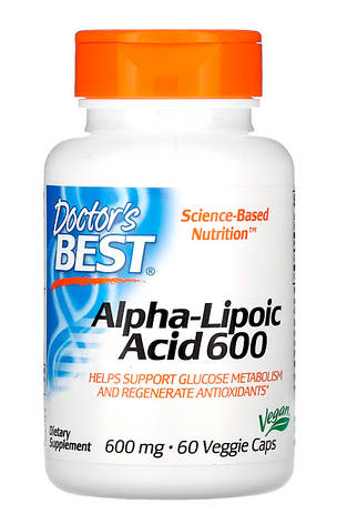 Антиоксидант Альфа-ліпоєва кислота 600 мг Doctor's Best Alpha Lipoic Acid 60 капс США, фото 1
